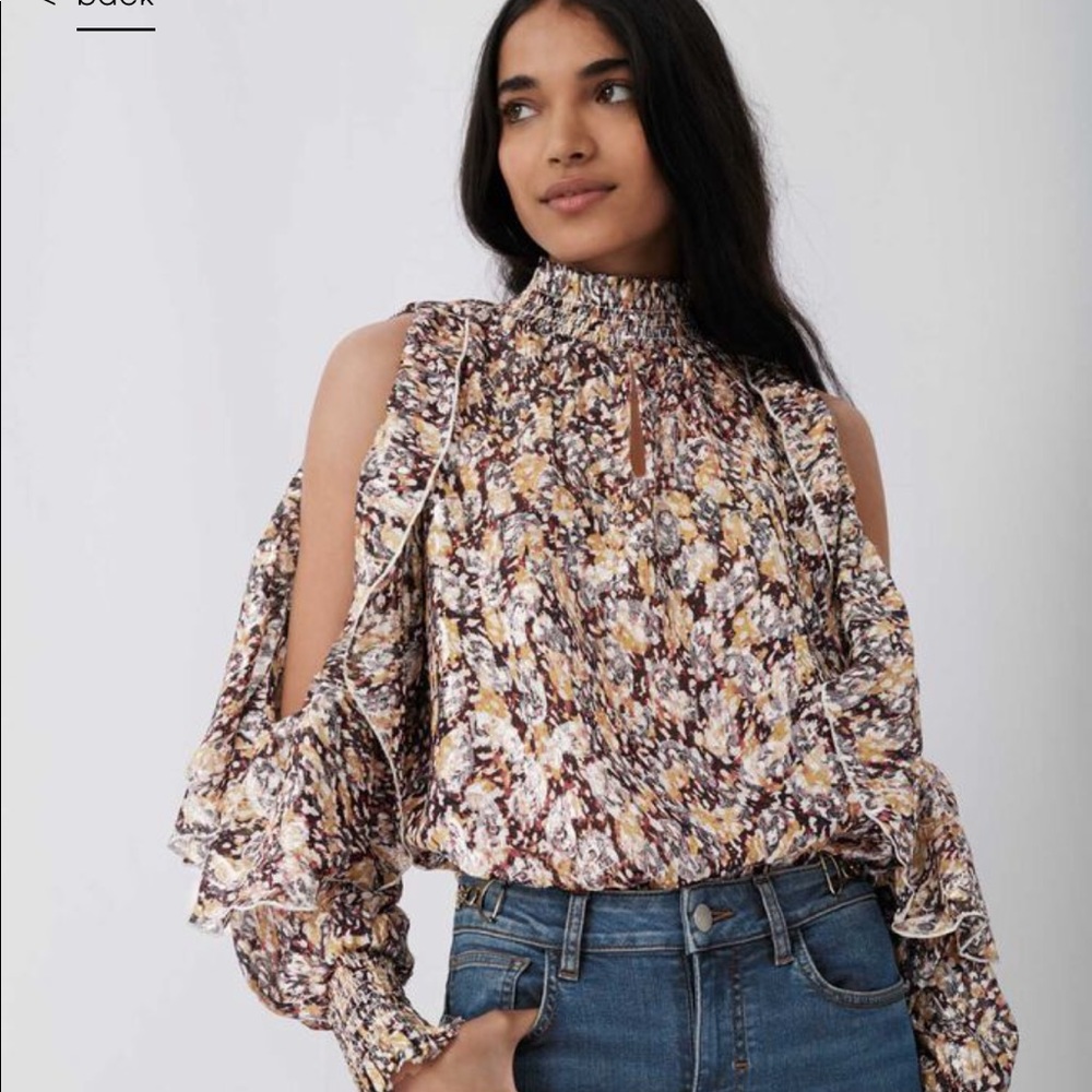 Maje top with open work shoulders